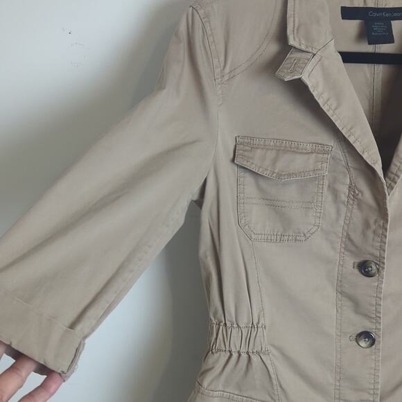 Gorpcore Utility Khaki Cargo Mid Trench Style Jacket Women's Size Small - Picture 3 of 12